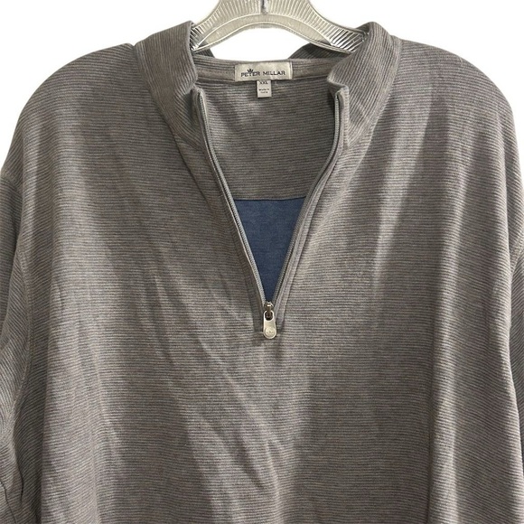 Peter Millar Men's XXL Gray Quarter-Zip Pullover Sweater Long Sleeve - Picture 2 of 10